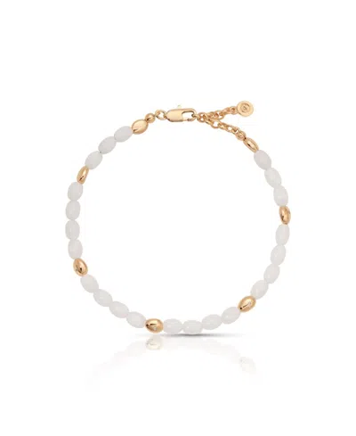 Ettika Turquoise Polished Pebble Anklet In White
