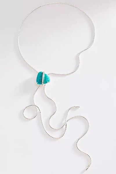 Ettika Turquoise Solstice Bolo Necklace In Silver