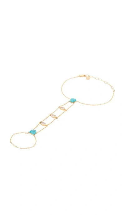 Ettika Turquoise Solstice Hand Chain In Gold