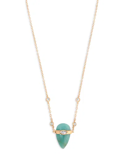 ETTIKA TURQUOISE SOLSTICE TURQUOISE & CUBIC ZIRCONIA PENDANT NECKLACE, 14-17