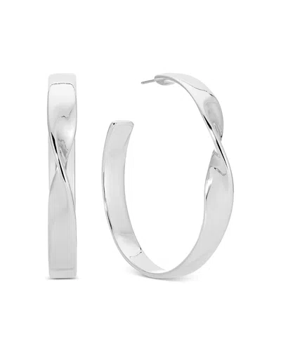 Ettika Twist Square Medium Hoop Earrings In Silver