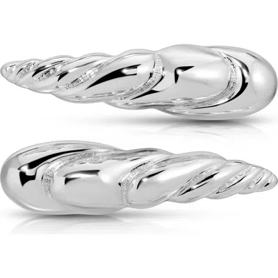 Ettika Twisted Conch Metal 2-pack Barrettes In Silver