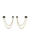 Ettika Two Hole Piercing Chain Dangle Earrings In Black