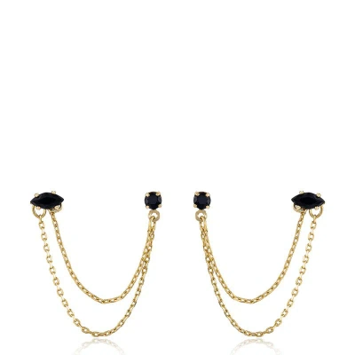 Ettika Two Hole Piercing Chain Dangle Earrings In Gold