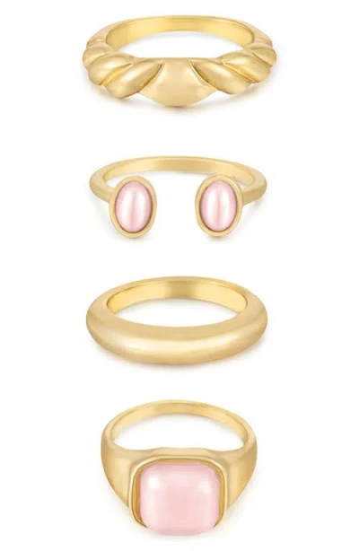 Ettika Ultimate Babe 18k Gold Plated Ring Set In Pink