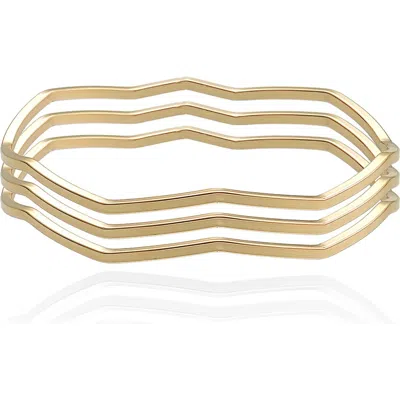 Ettika Wavy Days Set Of 3 Bangles In Gold