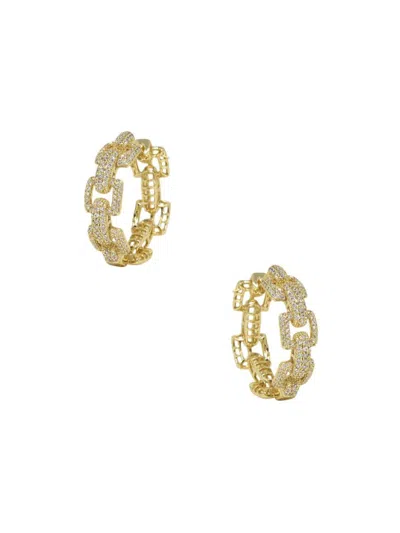 Ettika Women's 18k Goldplated & Cubic Zirconia Link Chain Hoop Earrings In Brass
