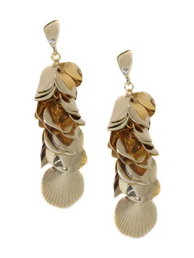 Ettika Women's 18k Goldplated & Glass Shell Dangle Earrings In Brass