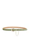 Ettika Chain Buckle Leather Belt In Green