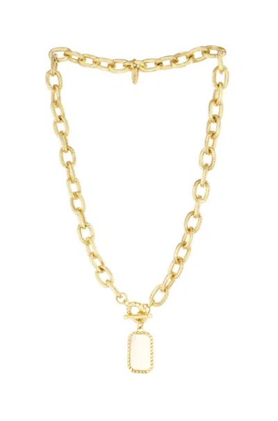 Ettika Women's Chain Link And Mother Of Pearl Necklace In Gold In Gray