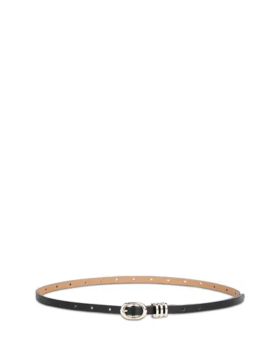 Ettika Women's Classic Skinny Black Leather Belt