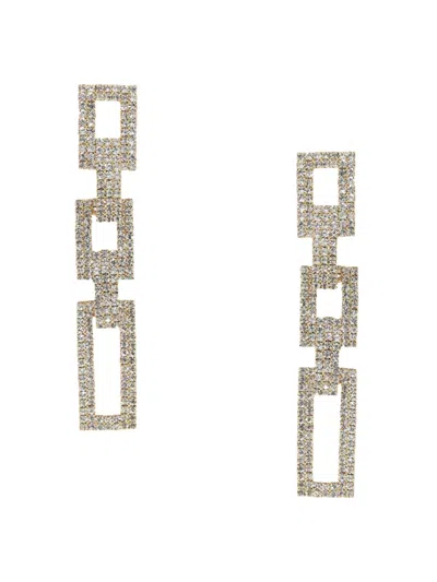 Ettika Women's Crystal Rectangle Chain Link 18k Gold Plated Earrings
