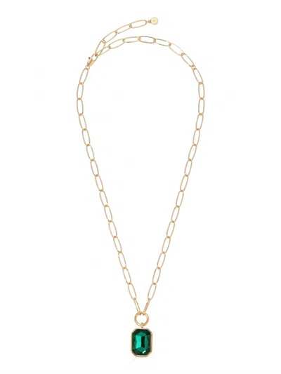 Ettika Deco Crystal Pendant Necklace In Green