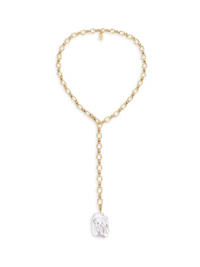Ettika Women's Goldtone & Faux Pearl Lariat Necklace In Brass