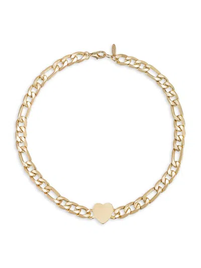 Ettika Women's Goldtone Figaro Chain Heart Necklace