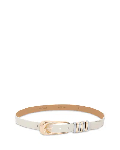 Ettika Women's Metal Core 18k Gold Plated Buckle Suede Leather Belt In White