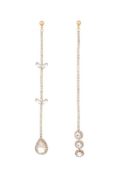 ETTIKA WOMEN'S MIX IT UP CRYSTAL ASYMMETRICAL EARRINGS IN GOLD