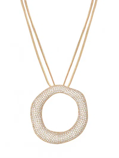 ETTIKA WOMEN'S OPEN CIRCLE PAVÈ NECKLACE IN GOLD