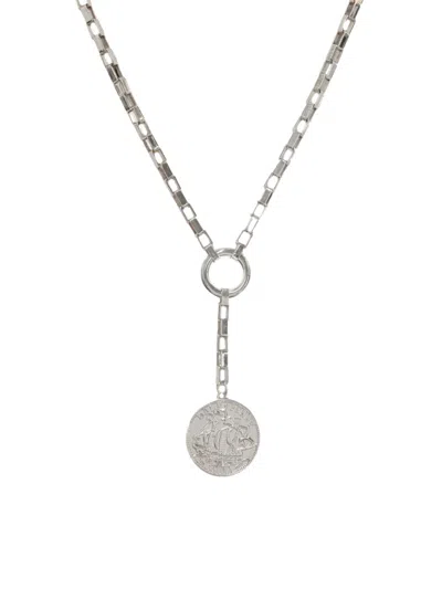 Ettika Women's Power Play Rhodium Plated Coin Lariat Necklace In Gray