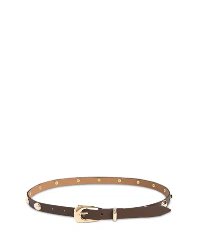 ETTIKA WOMEN'S TEARDROP STUDDED BROWN LEATHER BELT