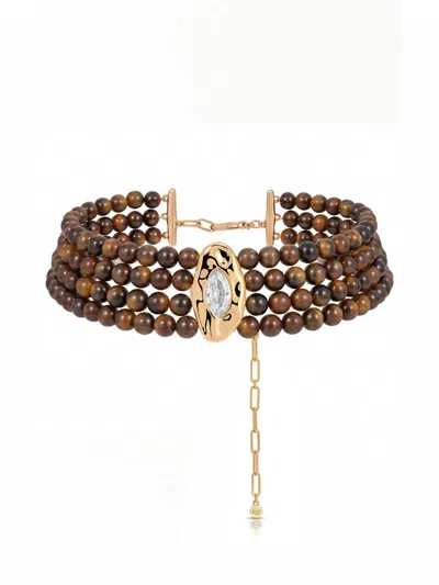 Ettika Women's Tiger's Eye Choker In Brown In Multi