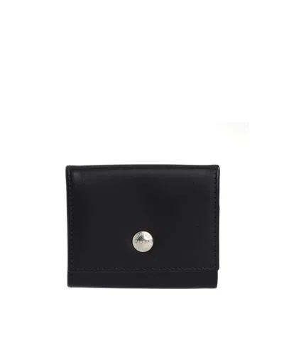 Ettinger Tri-fold Coin Purse With Silver Button Closure In Black