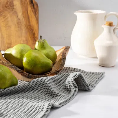 Ettitude Blissful Cleanbamboo® Waffle Dish Towel Set In Gray