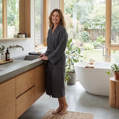 Ettitude Blissful Waffle Bathrobe In M/l