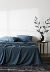 Ettitude Cleanbamboo Hemp Linen+ Duvet Cover, Full/queen In Ink