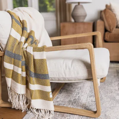 Ettitude Hand Woven Stripe Throw Blanket In Fern & Forest