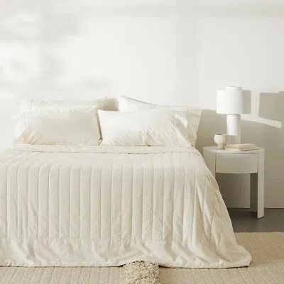 Ettitude Linen+ Bamboo Quilted Coverlet In Full/queen