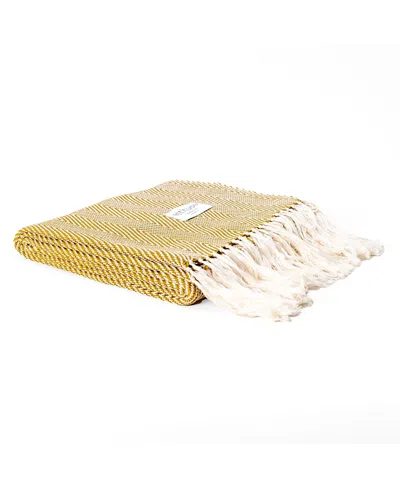 Ettitude Luxe Bamboo Herringbone Throw Blanket In Yellow