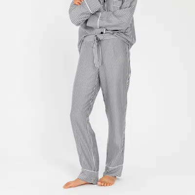 Ettitude Sateen Pj Pants In Slate Stripes