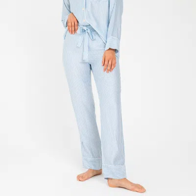 Ettitude Sateen Pj Pants In Starlight Blue Stripes