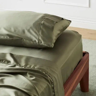 Ettitude Signature Bamboo Flat Sheet In Moss Green
