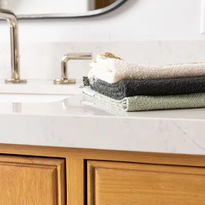 Ettitude Textured Bamboo Boucle Towel In Natural & Brass