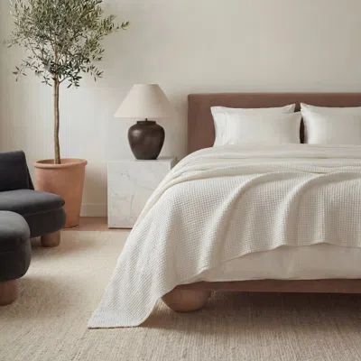 Ettitude Textured Waffle Throw Blanket In Cloud