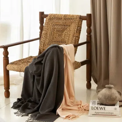 Ettitude Vegan Cashmere Throw Blanket In Oat