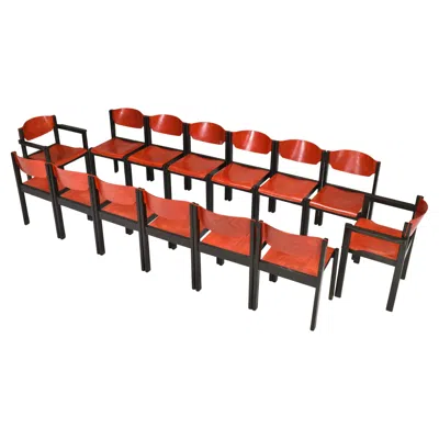 Pre-owned Ettore Sottsass 14x Italian Postmodern Stacking Chairs In Sottsass Memphis Style - Italy, 1970's In Brown