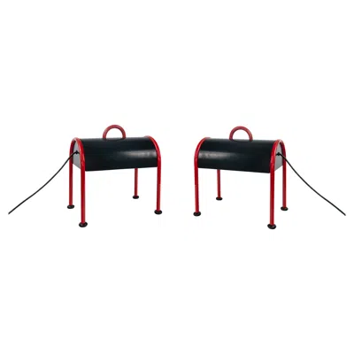 Pre-owned Ettore Sottsass 1970's  Stilnovo Valigia Table Lamps Black Red Colour Mid Century