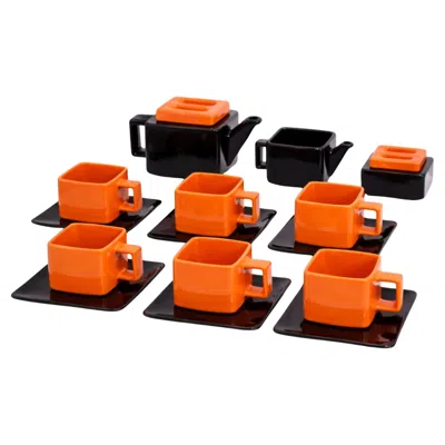 Pre-owned Ettore Sottsass 1970s Italian Ceramic Tea Set In The Style Of , Red And Black
