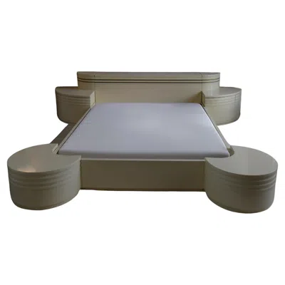 Pre-owned Ettore Sottsass 1970s Postmodern Italian Sculptural Queen Size Bed With Nightstands In Brown