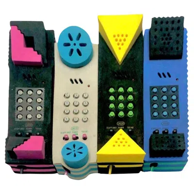 Pre-owned Ettore Sottsass 1992 Set Of 4 Canetti Postmodern Post Modern Memphis Phone Telephone Collection In Black