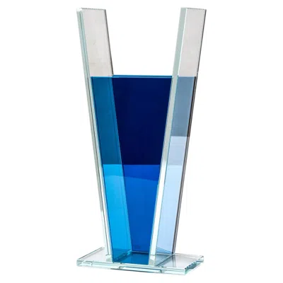 Pre-owned Ettore Sottsass 20th Century  Rsvp Centerpiece Mod. Azzurro In Colored Glass In Blue