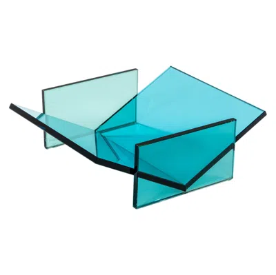 Pre-owned Ettore Sottsass 20th Century  Rsvp Centerpiece Mod. Celeste In Colored Glass In Blue