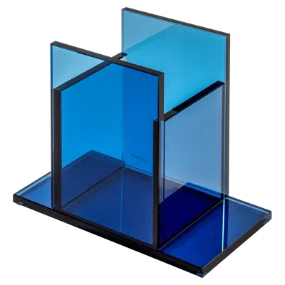 Pre-owned Ettore Sottsass 20th Century  Rsvp Centerpiece Mod. Indigo In Colored Glass In Blue