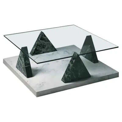 Pre-owned Ettore Sottsass 21st Century By E.sottsass "jaipur" Marble Coffee Table With Crystal Top In Gray