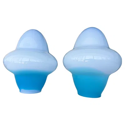 Pre-owned Ettore Sottsass 3 Modern Murano Table Lamps By  For Venini, Signed Ca. 1994 In Blue