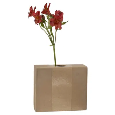 Pre-owned Ettore Sottsass Ceramic Flower Vase,  For Il Sestante In Brown