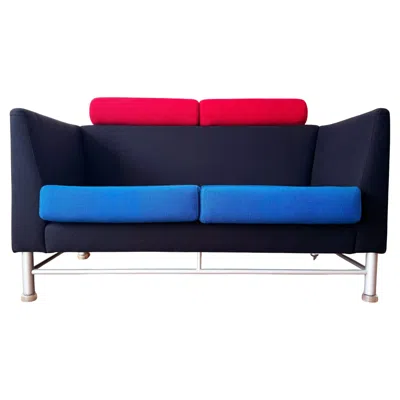 Pre-owned Ettore Sottsass Eastside Knoll 80s Memphis Sofa Black, Blue + Red (2 Avail)